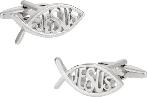 Cuff-Daddy Religious Christian Ichthus Jesus Fish Cufflinks with Presentation Box