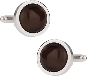 Cuff-Daddy Round Espresso Brown Catseye-Style Cufflinks with Presentation Box