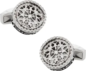 Cuff-Daddy Round Filigree Cufflinks Stainless Steel with Presentation Box