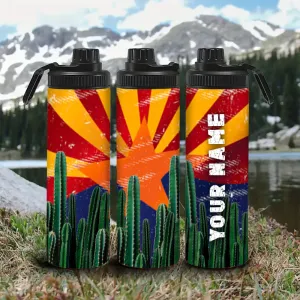 Customized Name Arizona Flag Water Bottle - Perfect for Cycling, Hiking, Fitness & Outdoor Adventures