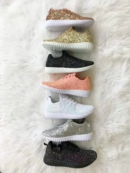 Dusty Rose Glitter Glam Sneakers