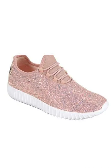 Dusty Rose Glitter Glam Sneakers