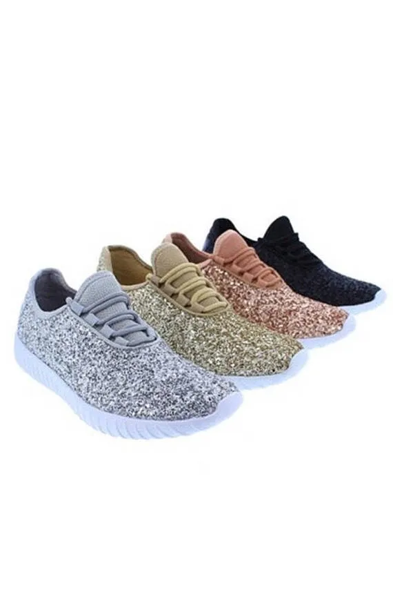 Dusty Rose Glitter Glam Sneakers