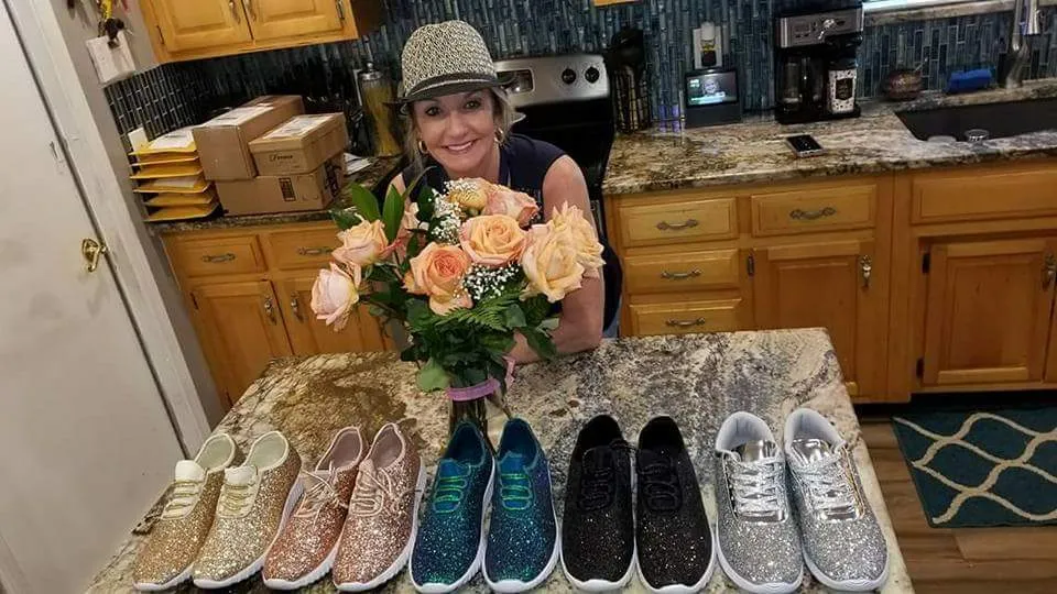 Dusty Rose Glitter Glam Sneakers