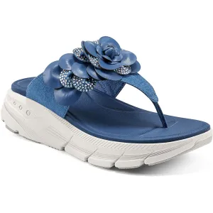 Easy Spirit Womens Marjie Embellished Denim Wedge Sandals