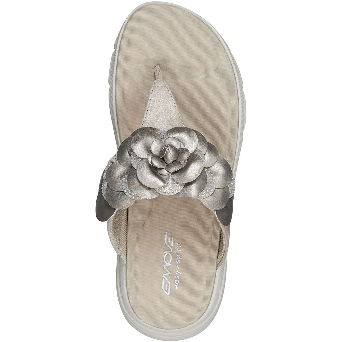 Easy Spirit Womens Marjie Embellished Denim Wedge Sandals