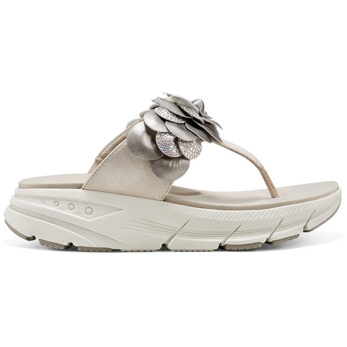 Easy Spirit Womens Marjie Embellished Denim Wedge Sandals