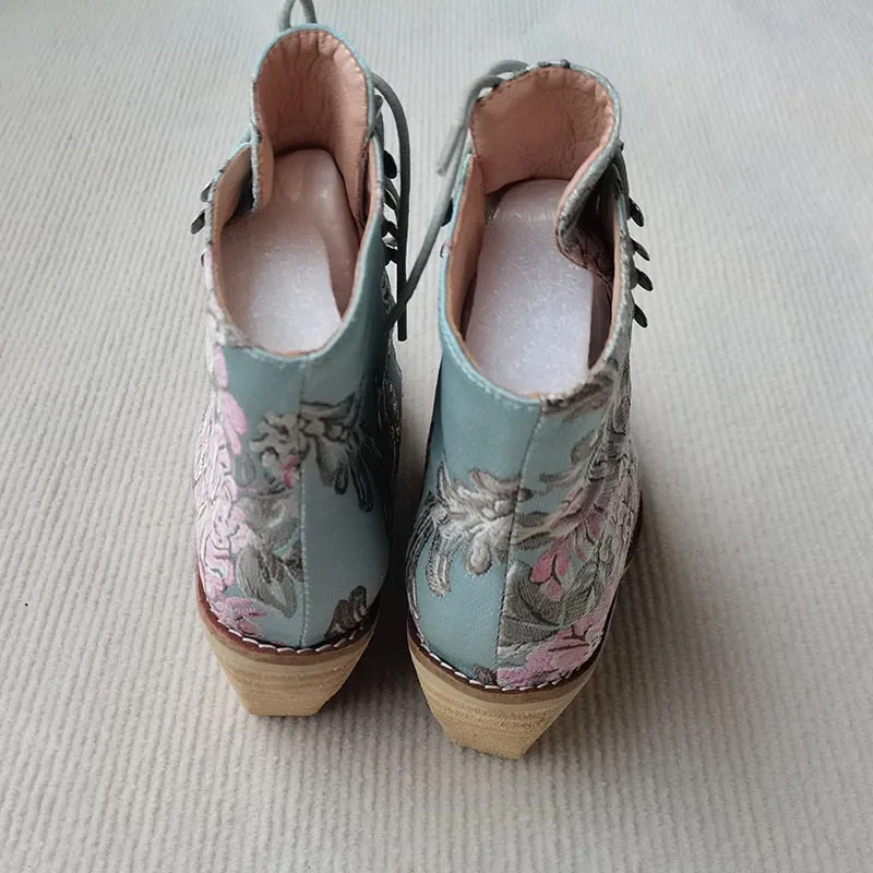 Embroidered Flower Boots