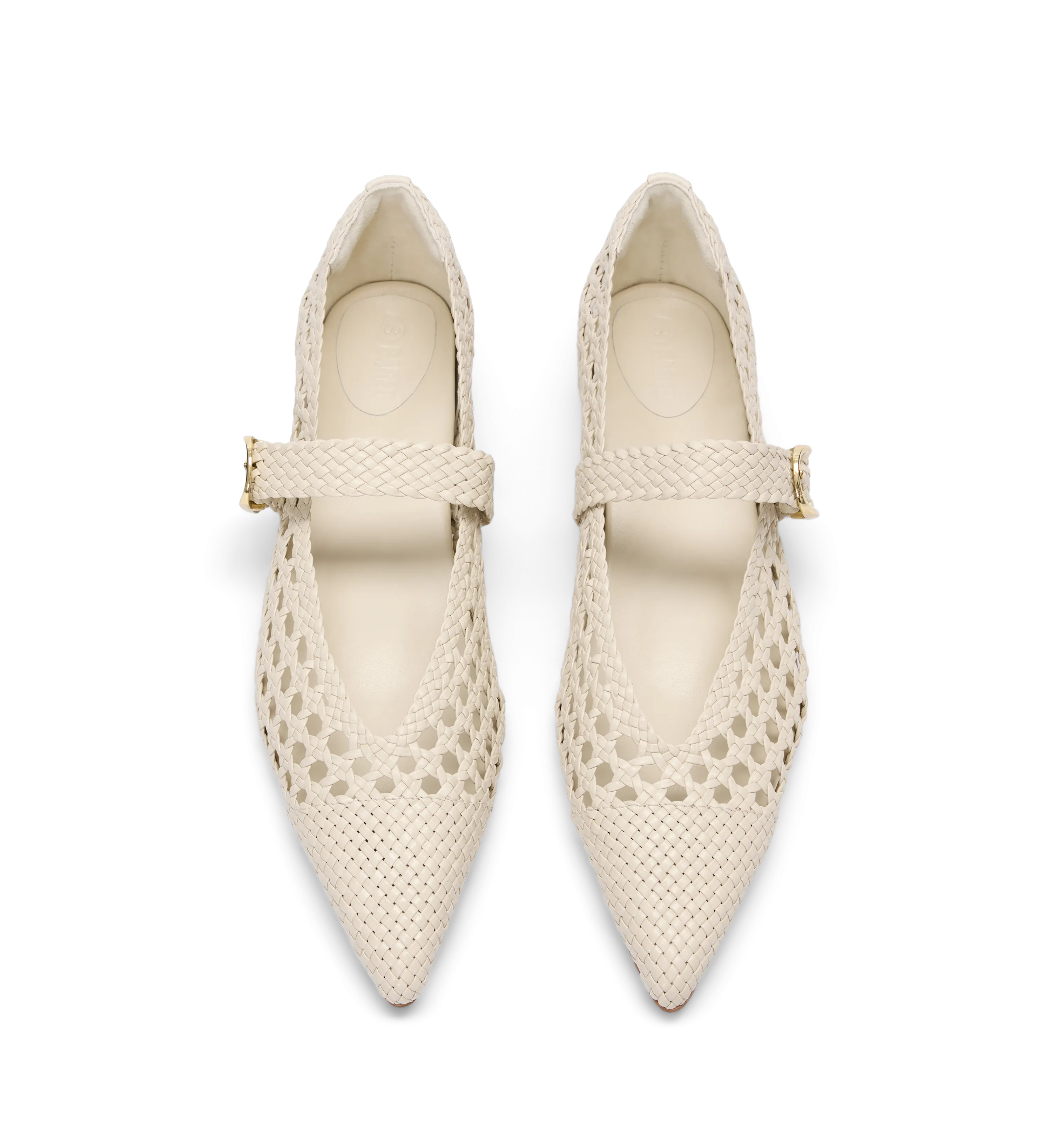 Forktail Ecru Woven Leather Ballet Flats