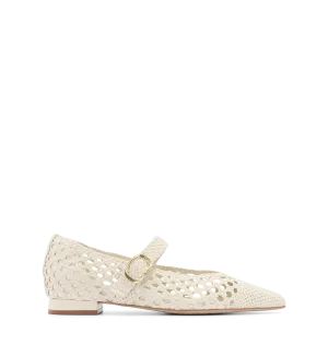 Forktail Ecru Woven Leather Ballet Flats