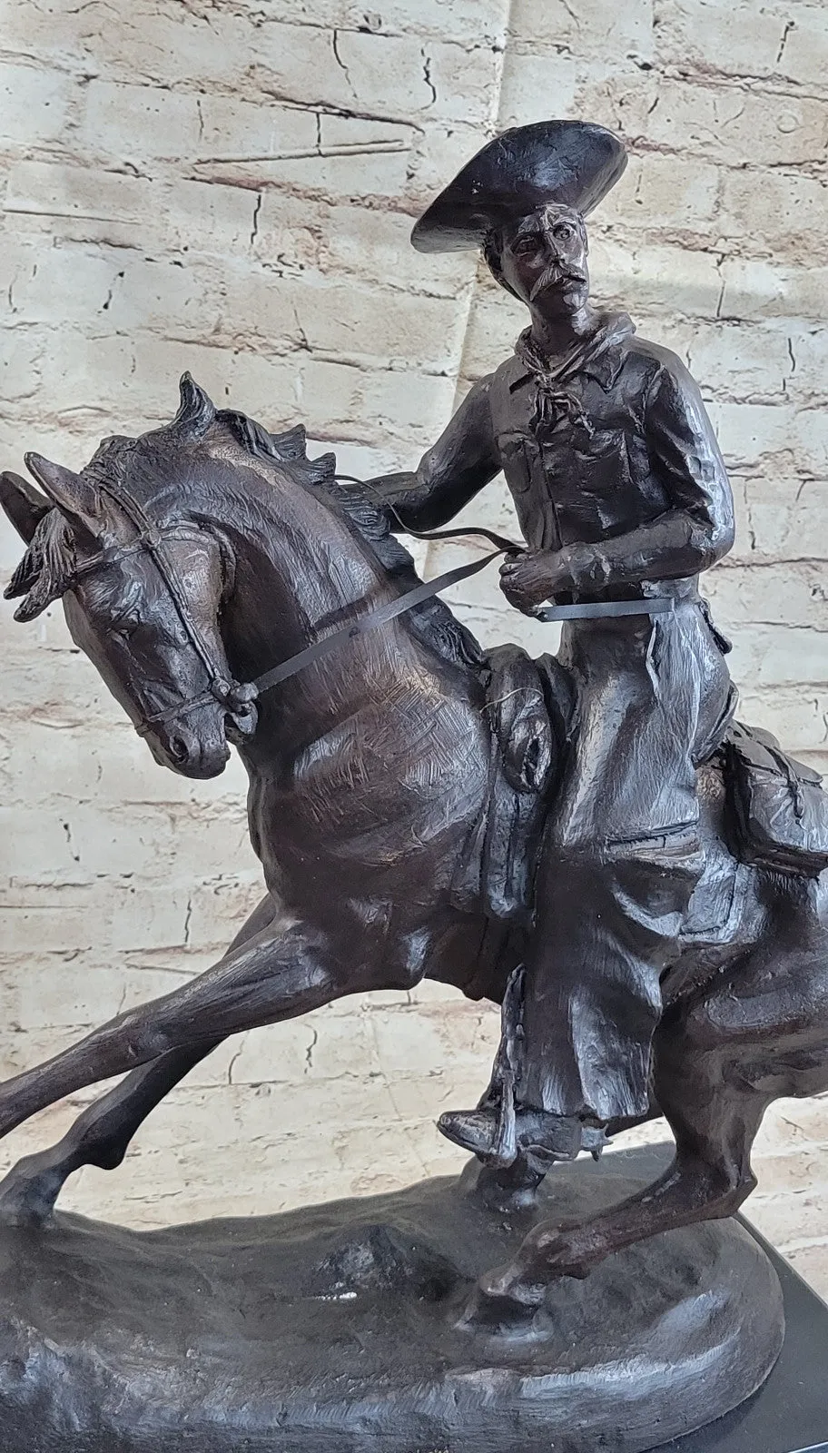 Fredrick Remington "Cowboy on Horse" Western Bronze Sculpture Figurine Figure