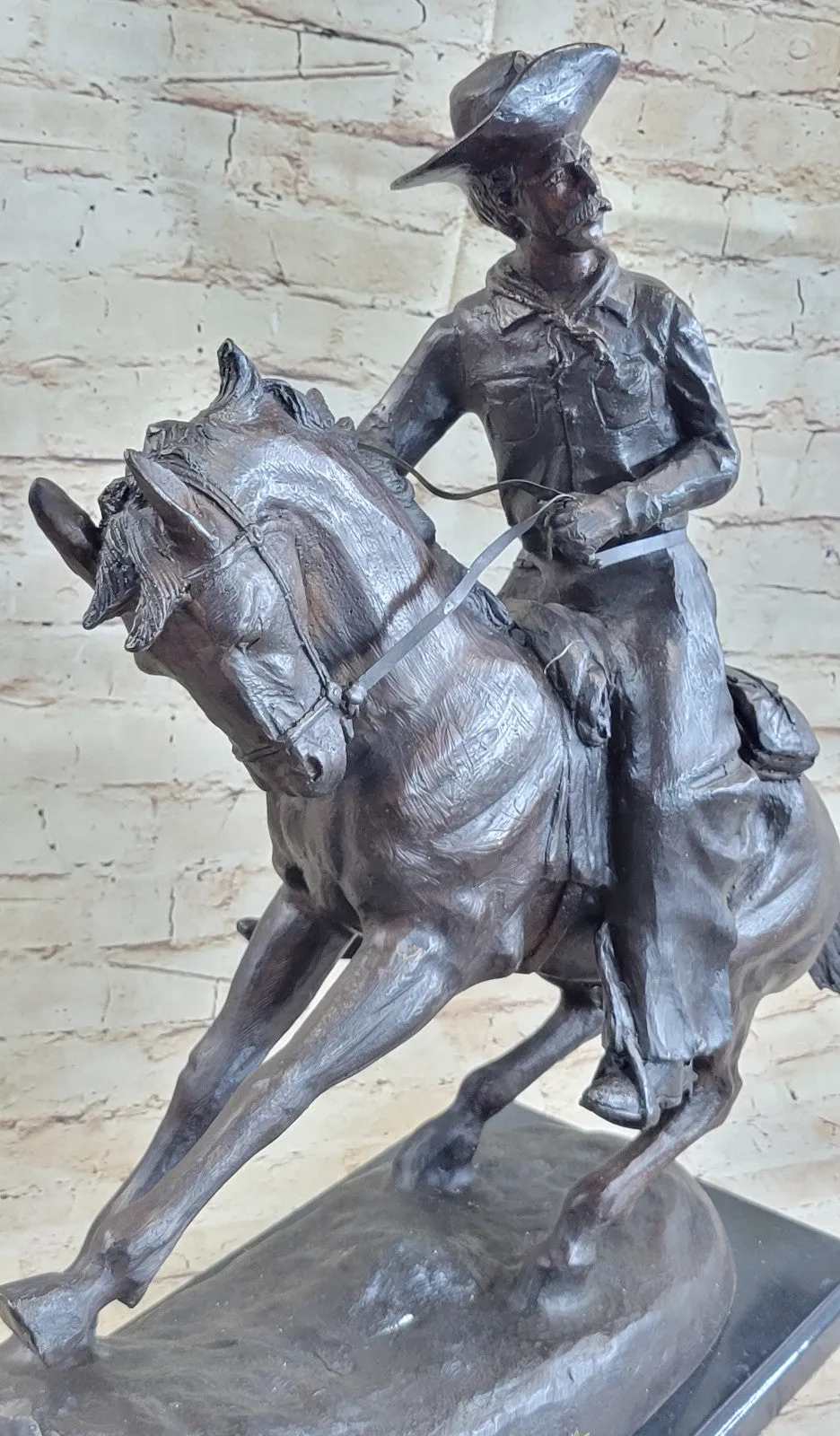 Fredrick Remington "Cowboy on Horse" Western Bronze Sculpture Figurine Figure