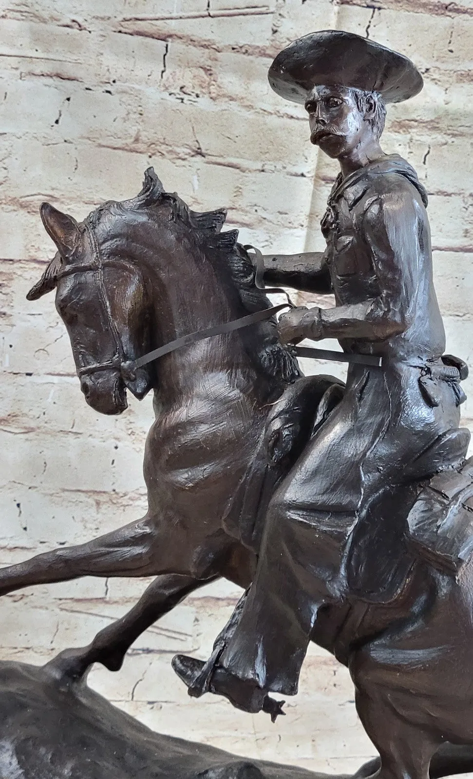 Fredrick Remington "Cowboy on Horse" Western Bronze Sculpture Figurine Figure