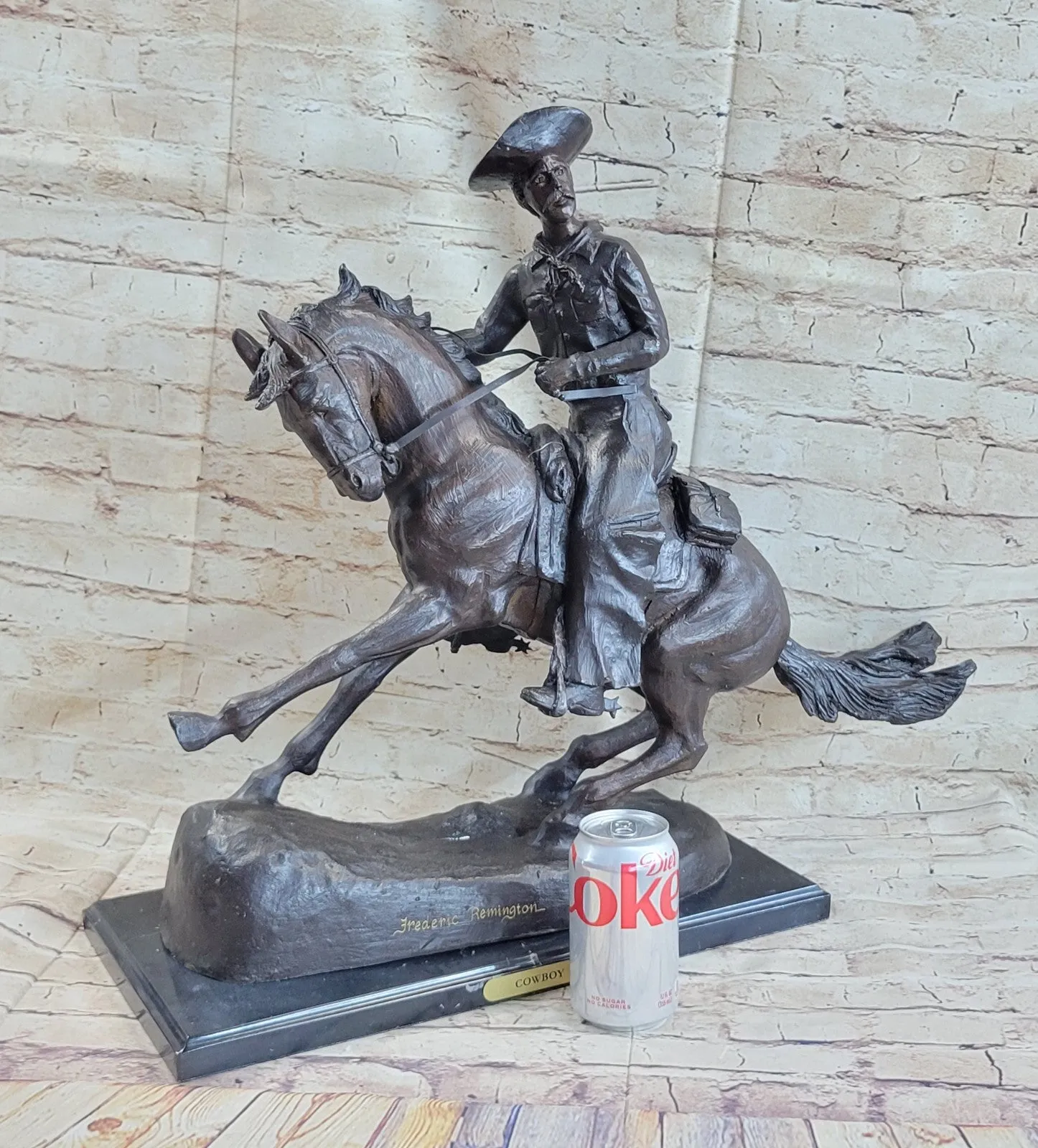 Fredrick Remington "Cowboy on Horse" Western Bronze Sculpture Figurine Figure