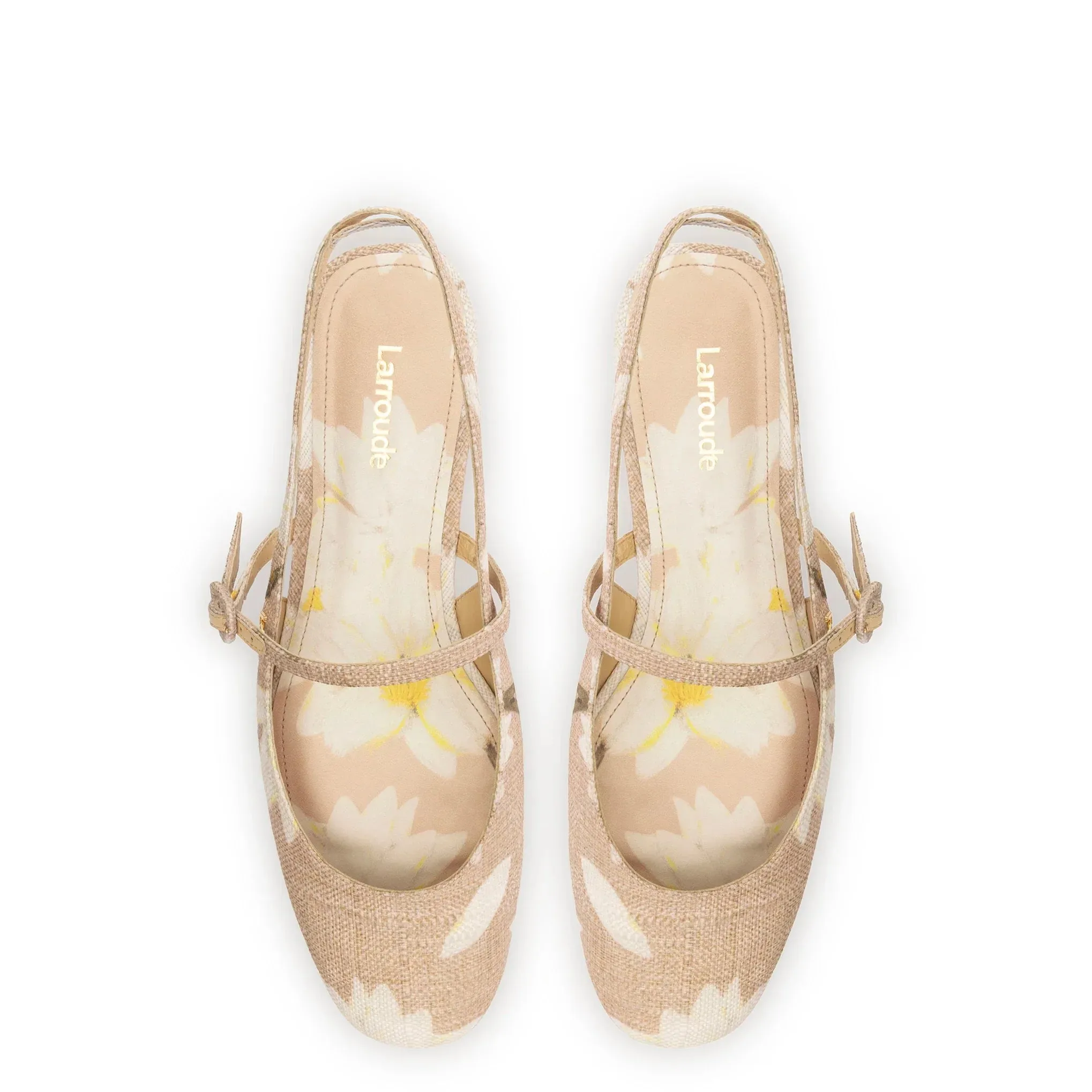Georgina Ballet Flat In Beige Printed Raffia
