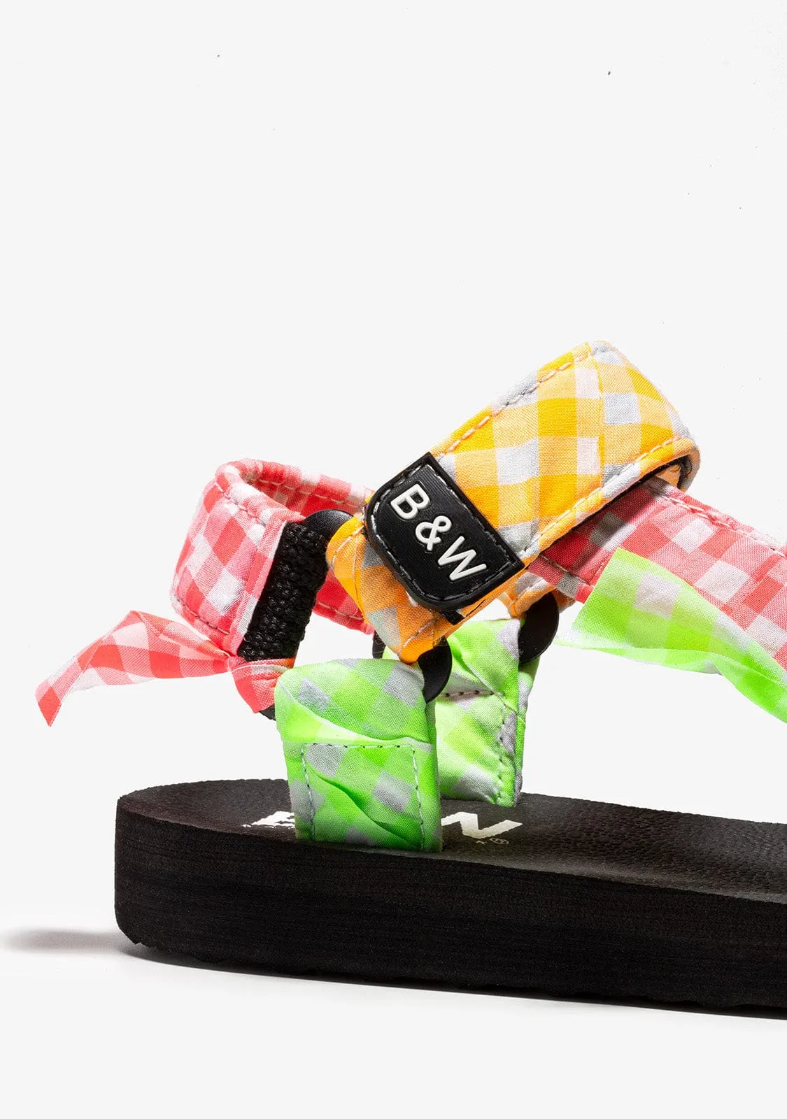 Girl's Multicolour Squares Vichy Sandals B&W