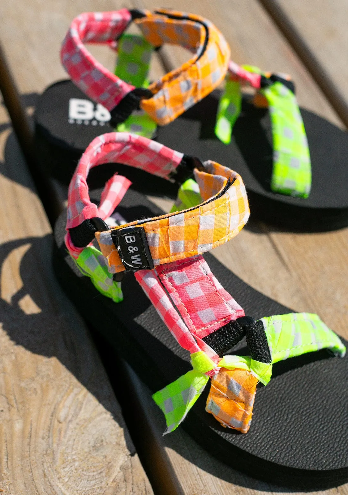 Girl's Multicolour Squares Vichy Sandals B&W