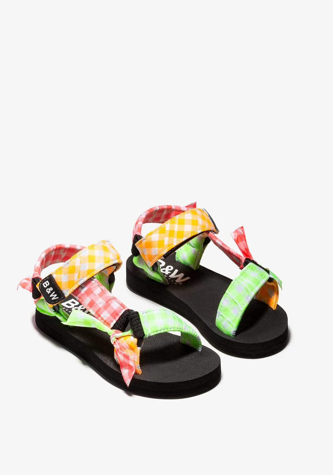 Girl's Multicolour Squares Vichy Sandals B&W