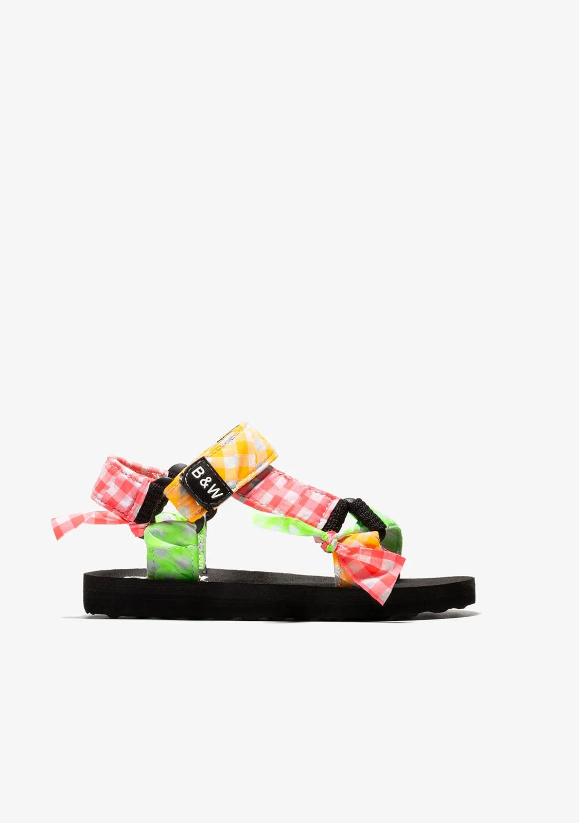 Girl's Multicolour Squares Vichy Sandals B&W