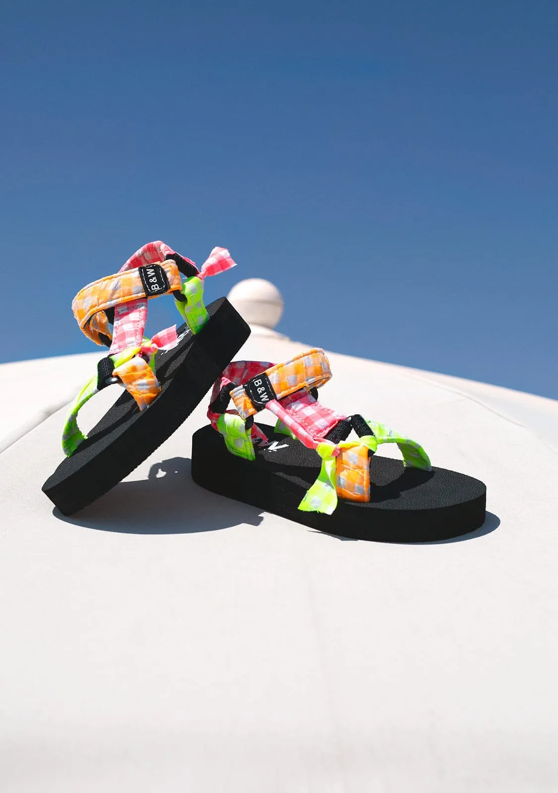 Girl's Multicolour Squares Vichy Sandals B&W