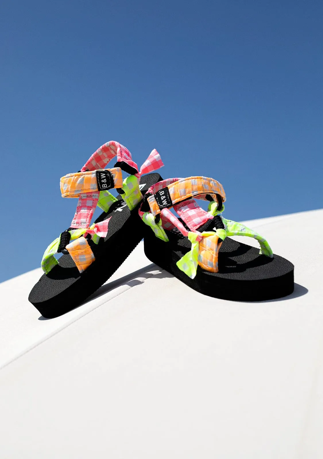 Girl's Multicolour Squares Vichy Sandals B&W