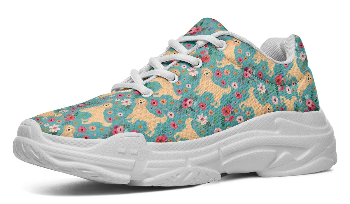 Golden Retriever Flower Chunky Sneakers