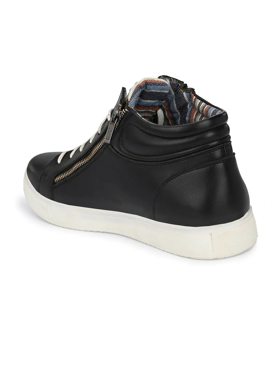 HITZSN_7 Men's Black Leather Casual Lace-Up Boots