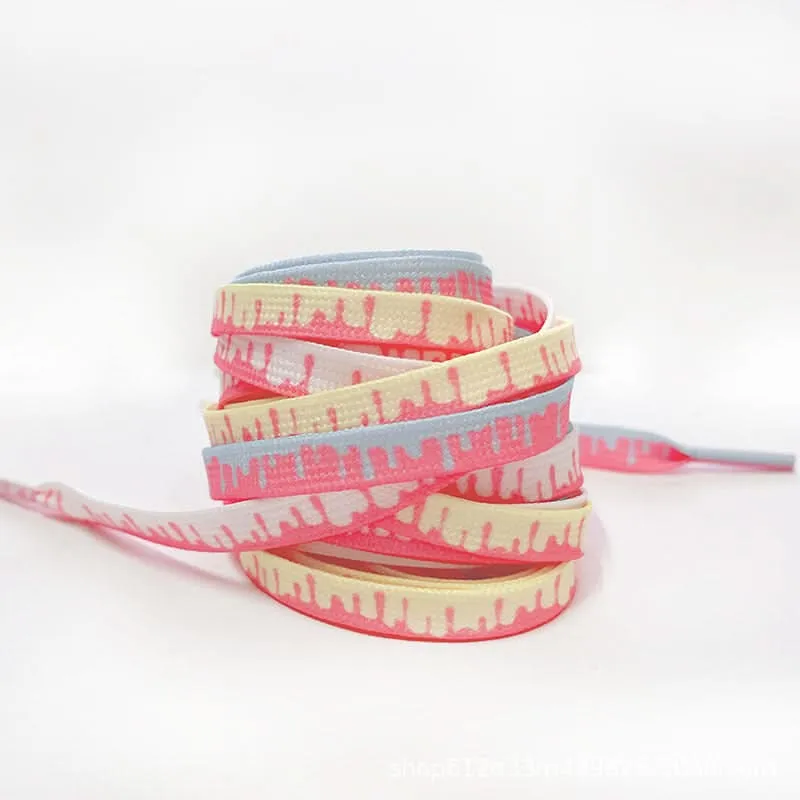 Ice Cream Melt Flat Shoelaces for Sneakers – Colorful Laces for Sports Shoes