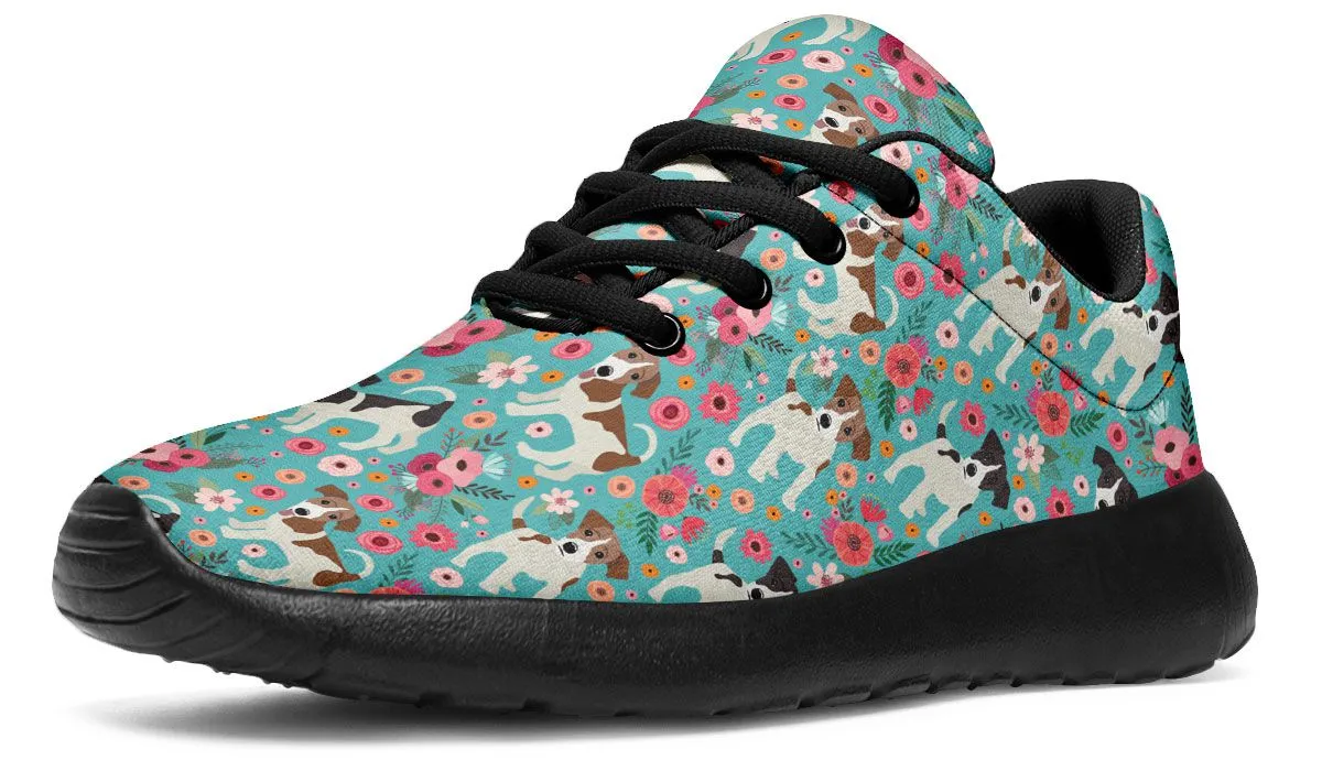 Jack Russell Flower Athletic Sneakers