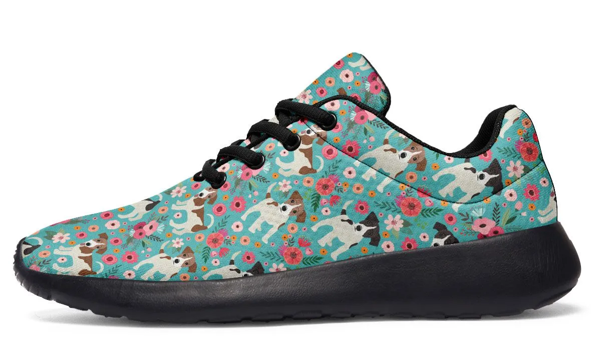 Jack Russell Flower Athletic Sneakers