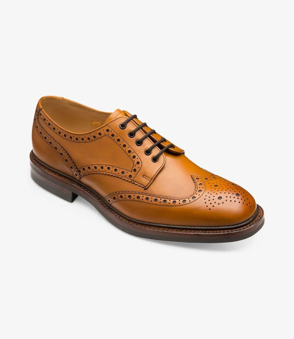 LOAKE CHESTER TAN DERBY BROGUE RUBBER SOLE F-MEDIUM