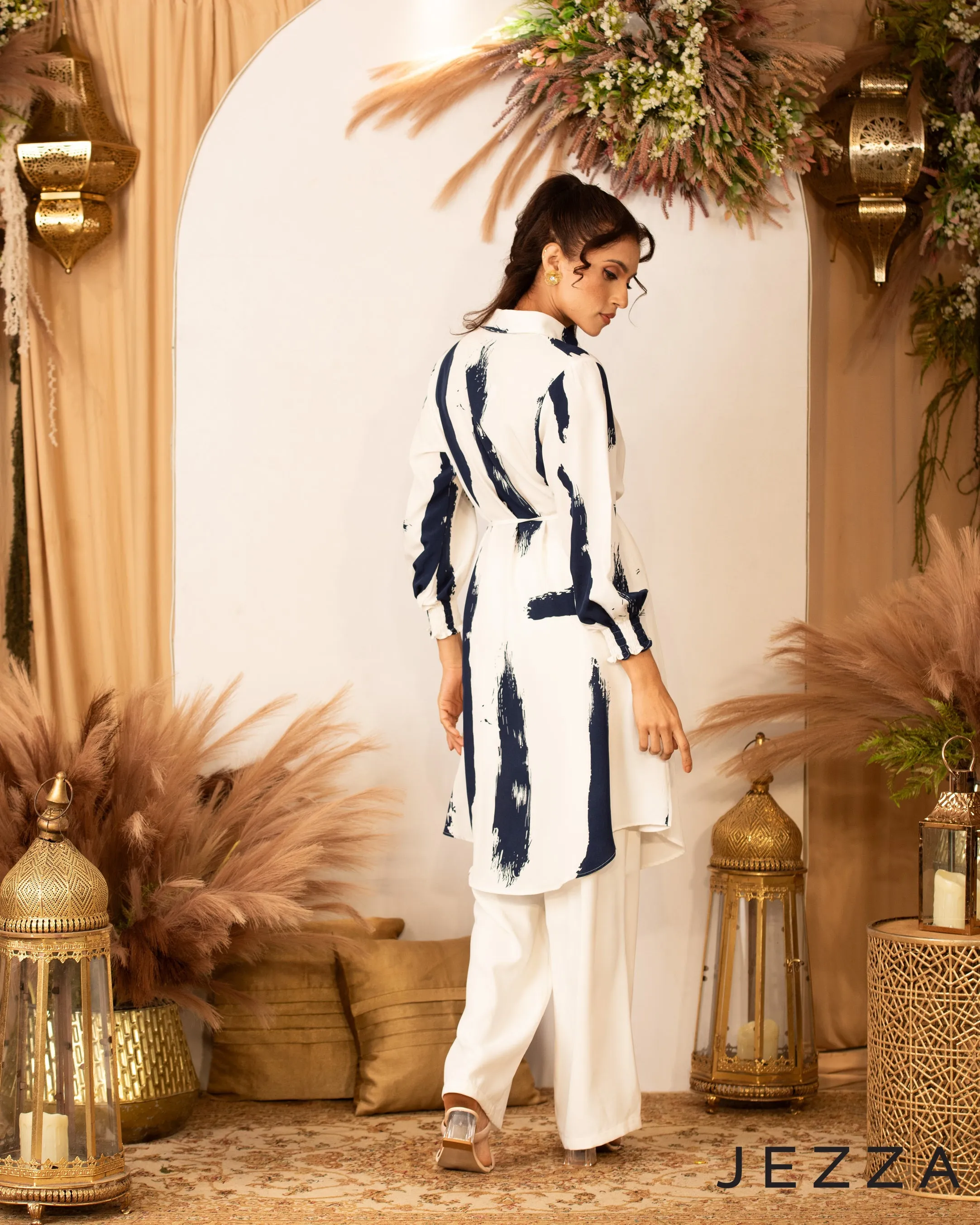 Long Sleeve Below-Knee Polyester Top 62862