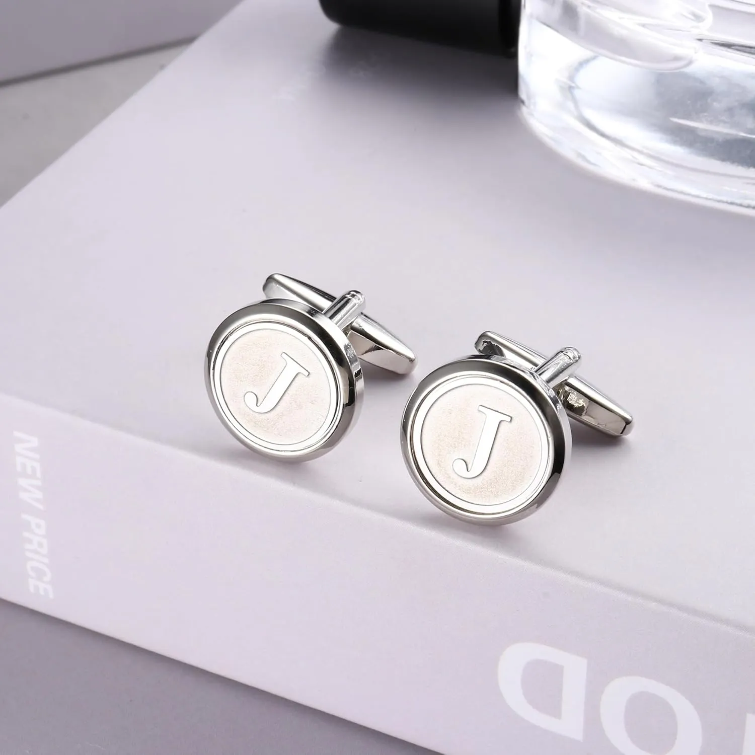 LOYALLOOK Initial Gold Cufflinks for Men Gold Cuff Links Personalized Copper CuffLinks Letter Cufflinks Gift for Groom Husband Father