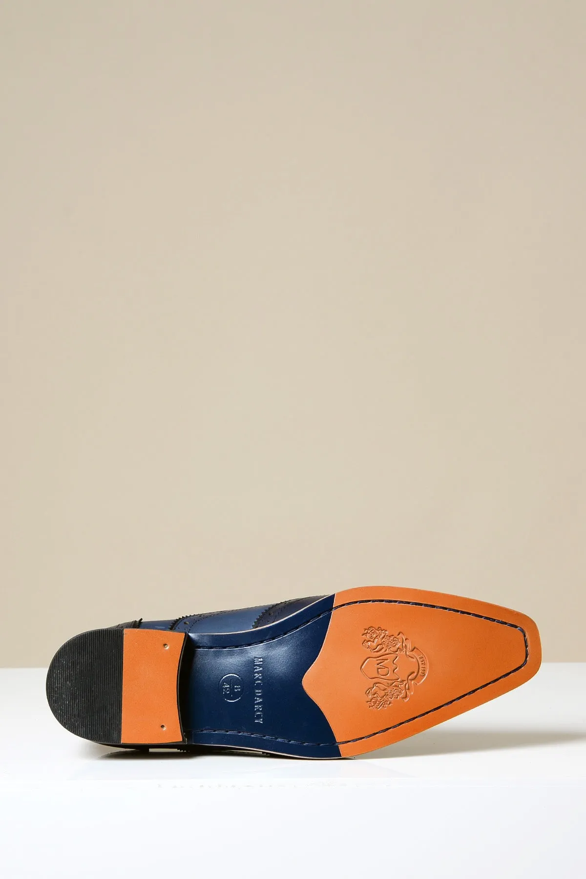 MARCO - Navy Blue Leather Oxford Wingtip Shoe