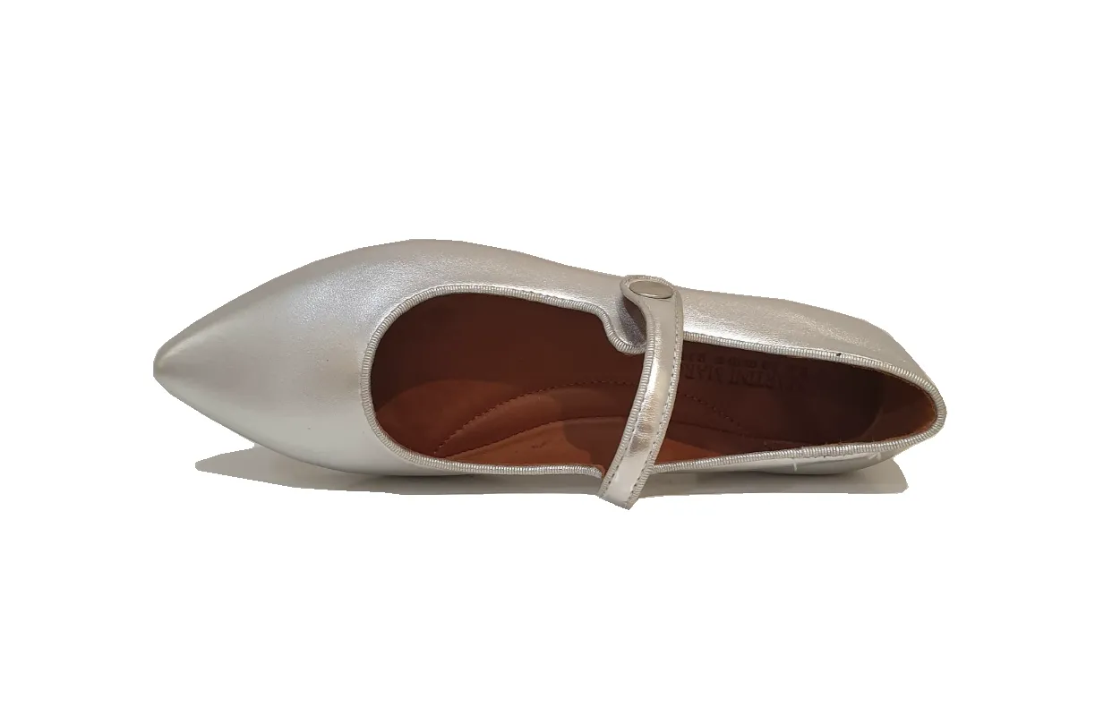 Martini Marco WX01-4-A Metallic Kid Silver Pointy Toe Flats