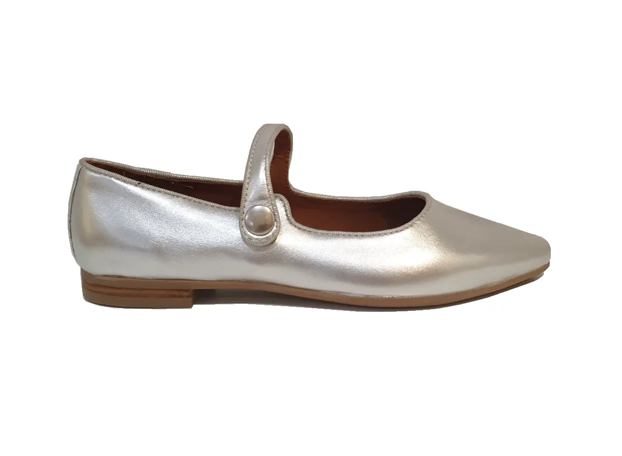Martini Marco WX01-4-A Metallic Kid Silver Pointy Toe Flats