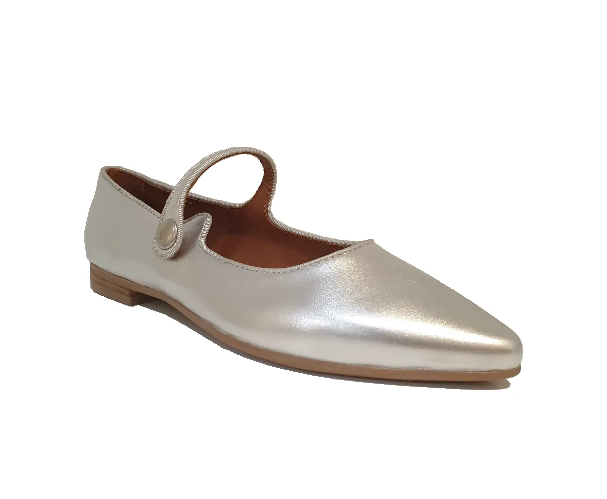 Martini Marco WX01-4-A Metallic Kid Silver Pointy Toe Flats