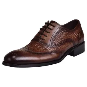 MEN'S BROGUE OXFORD CROCODILE LEATHER SHOES 83905243C