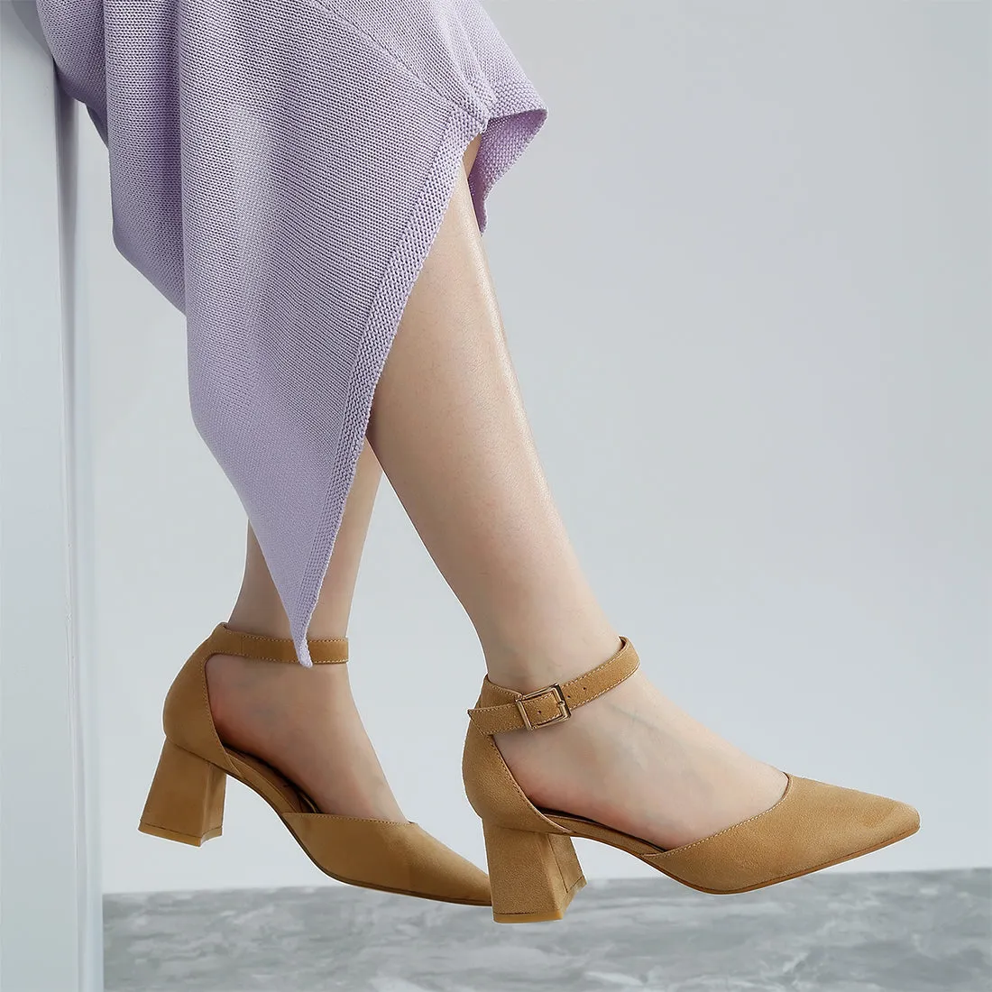 Microfiber Heel Sandals
