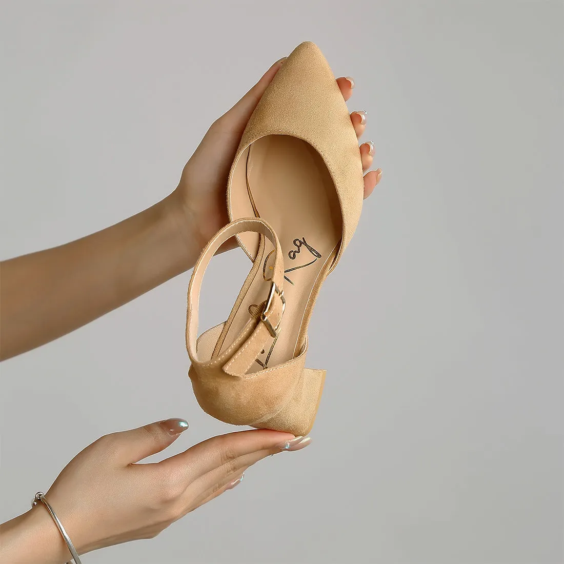 Microfiber Heel Sandals