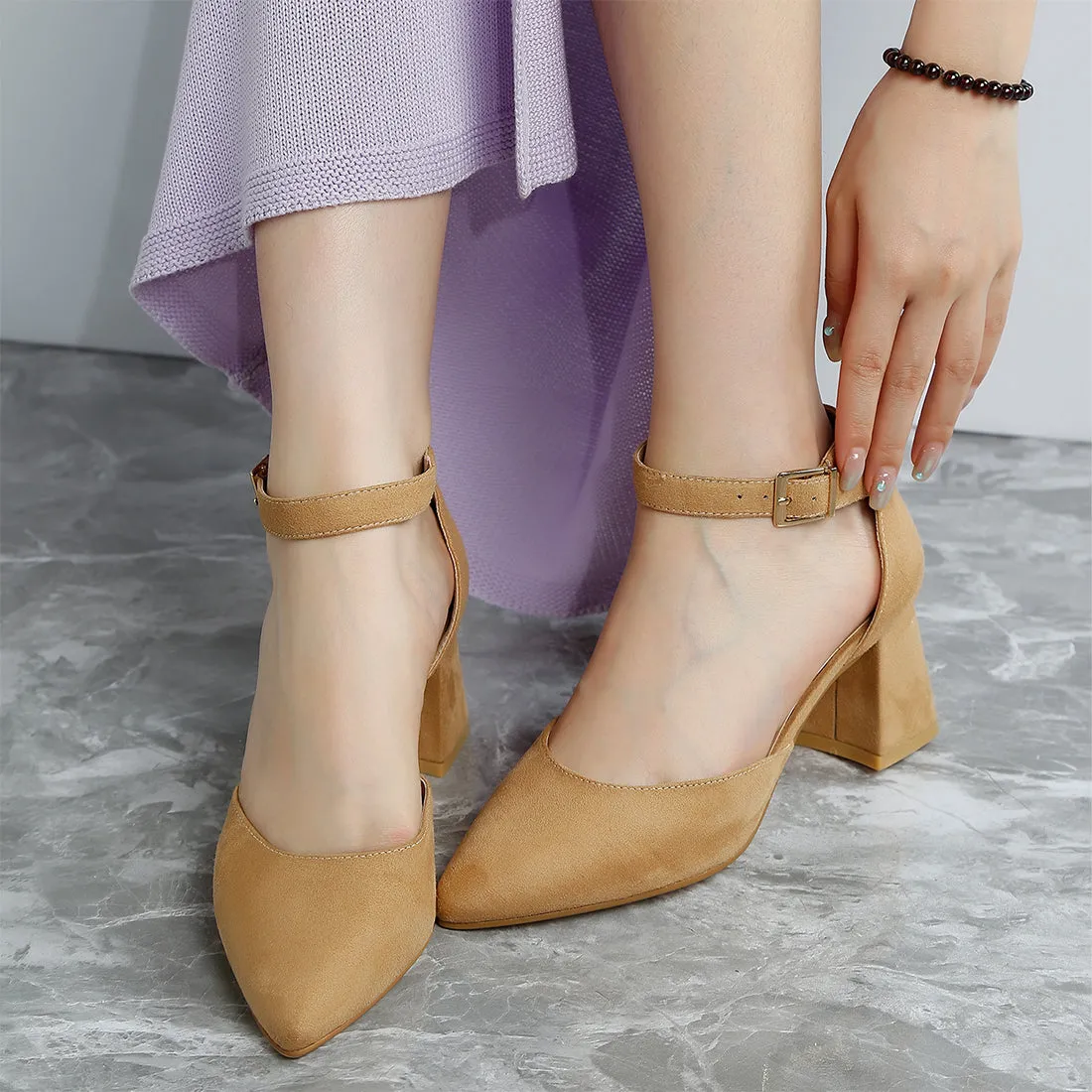 Microfiber Heel Sandals