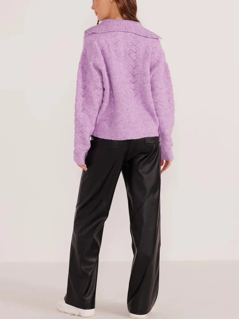 Mira Shawl Collar Sweater-Lilac
