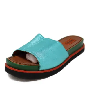 Missoni Metallic Teal Leather Sandals sz 8