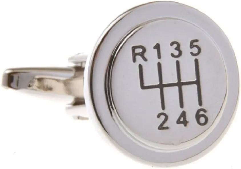 MRCUFF 6 Speed Gear Stick Shift Shifter Knob Car Auto Racing Race Pair of Cufflinks in a Presentation Gift Box & Polishing Cloth