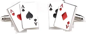 MRCUFF Aces 4 Four Playing Cards Poker Gambling Casino Pair Cufflinks in a Presentation Gift Box & Polishing Cloth