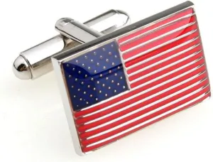 MRCUFF American Flag USA America Pair Cufflinks in a Presentation Gift Box & Polishing Cloth