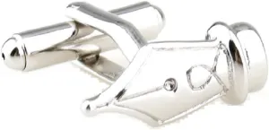 MRCUFF Quill Fountain Pen Teacher CPA Pair Cufflinks in a Presentation Gift Box & Polishing Cloth