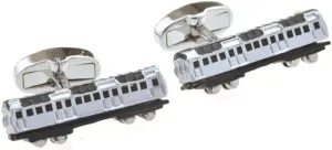 MRCUFF Railroad Train Car Pair Cufflinks in a Presentation Gift Box & Polishing Cloth