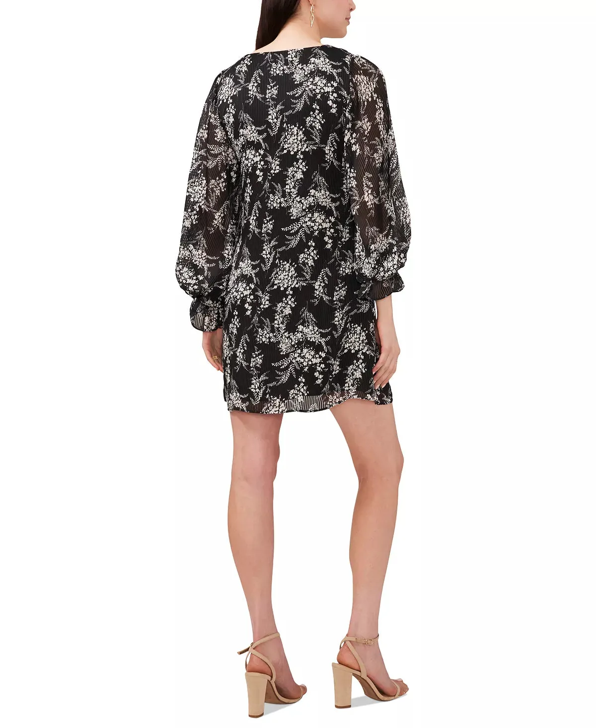 MSK Floral-Print Chiffon Shift Dress