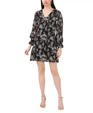 MSK Floral-Print Chiffon Shift Dress